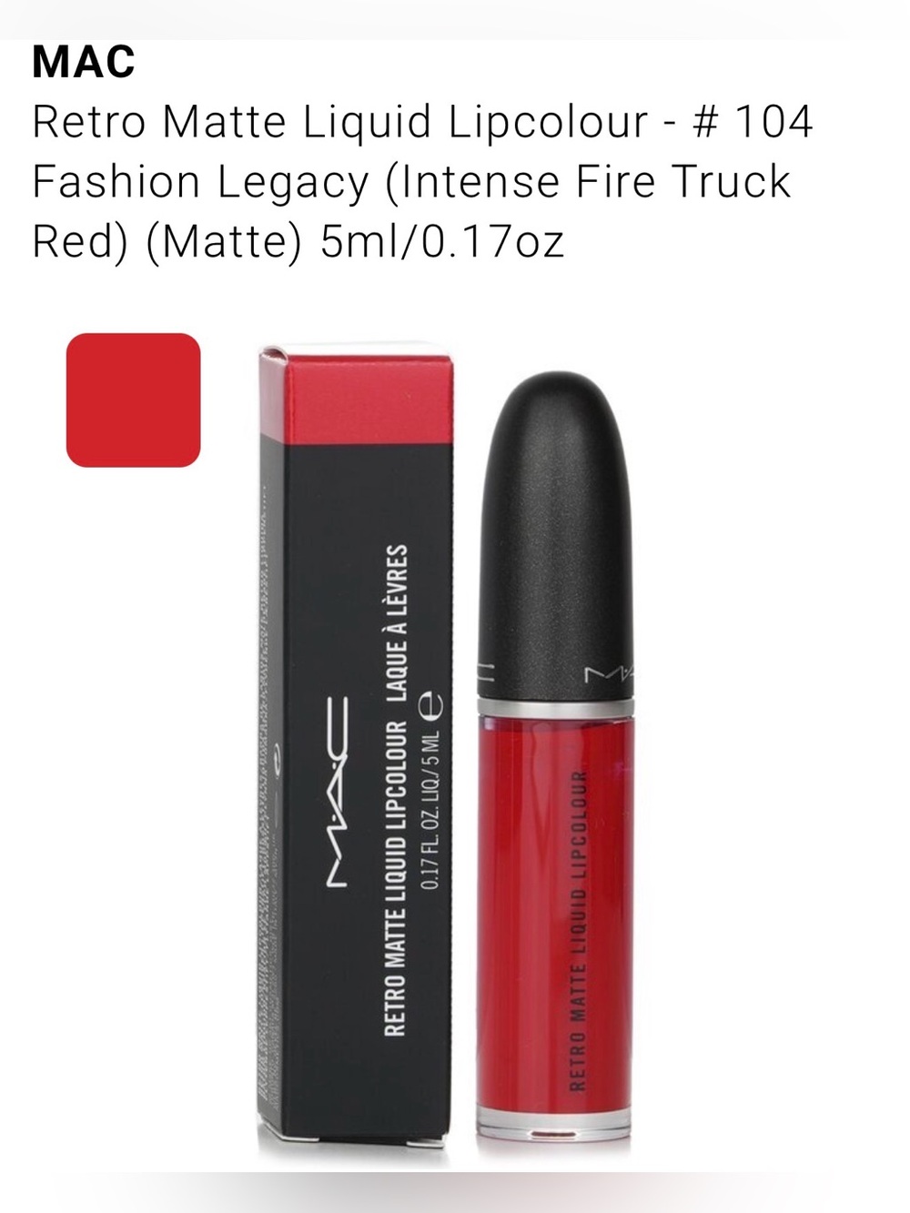 MAC Retro Matte Liquid Lipcolour (Fashion Legacy) Lipstick ~ 0.17 oz.